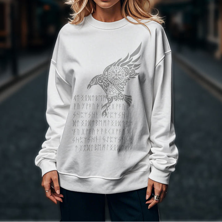 WorldNorse Raven With Vegvisir Runes Valknut Sweatshirt - image 17