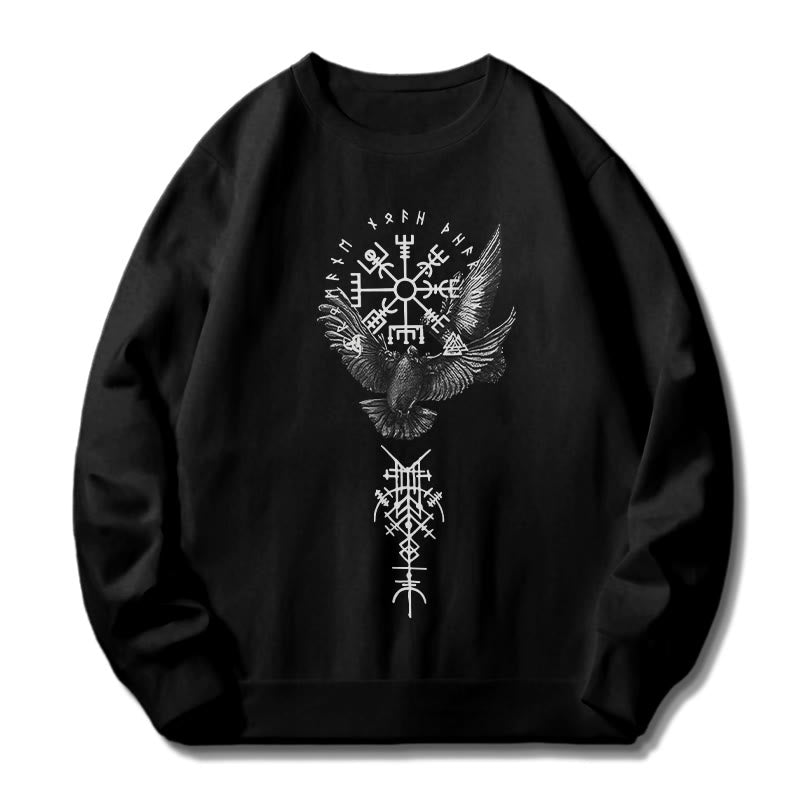 WorldNorse Viking Birds Runes Vegvisir Totem Sweatshirt - image 2