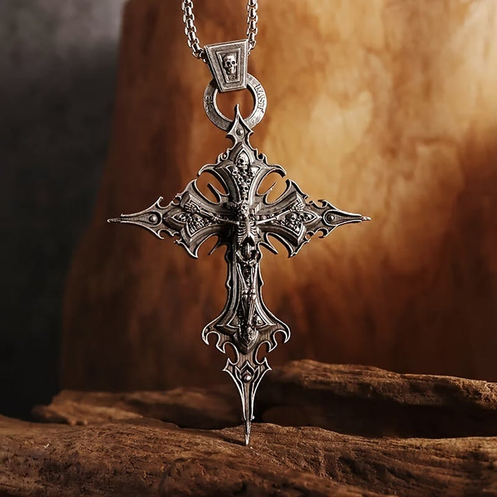 WorldNorse Bones of Faith Gothic Skull Cross Pendant Necklace - image 3