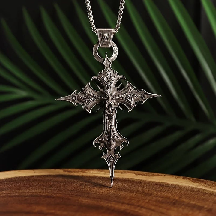 WorldNorse Bones of Faith Gothic Skull Cross Pendant Necklace - Necklace - image 0