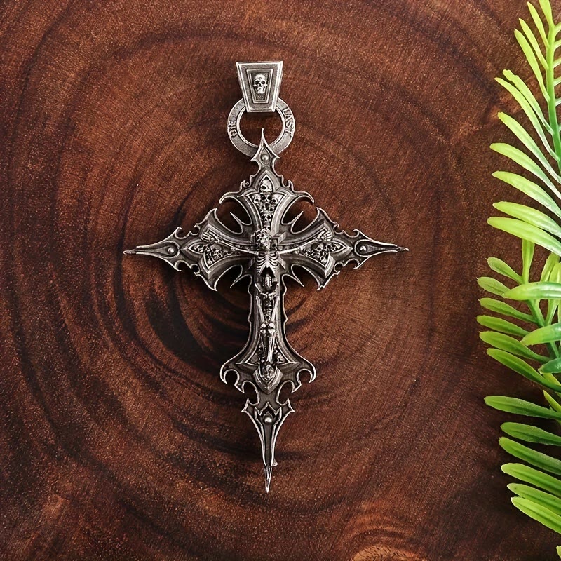 WorldNorse Bones of Faith Gothic Skull Cross Pendant Necklace - image 4