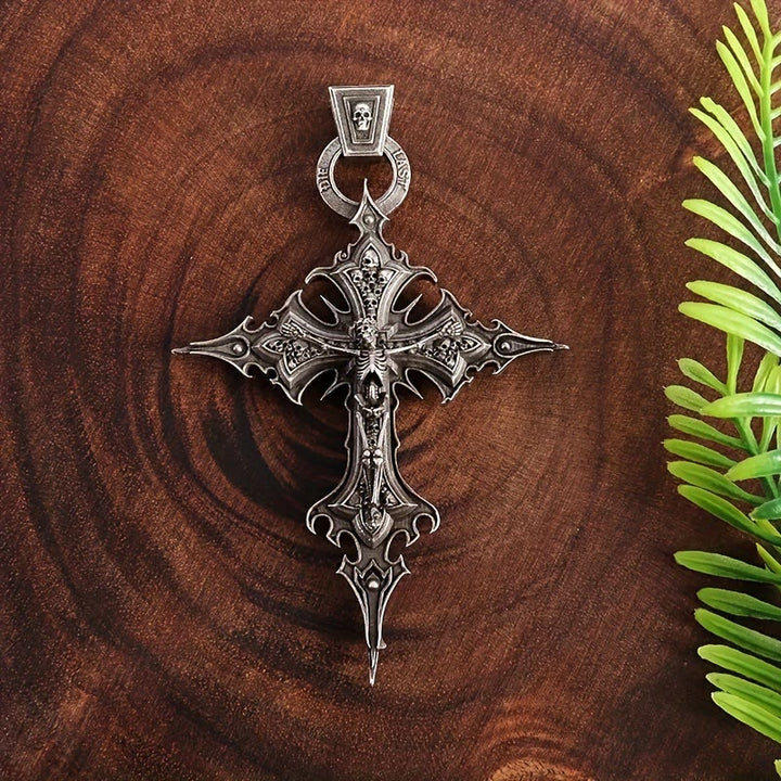 WorldNorse Bones of Faith Gothic Skull Cross Pendant Necklace - image 4
