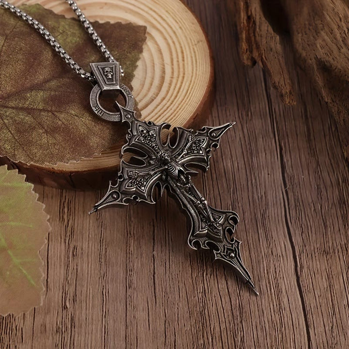 WorldNorse Bones of Faith Gothic Skull Cross Pendant Necklace - image 2