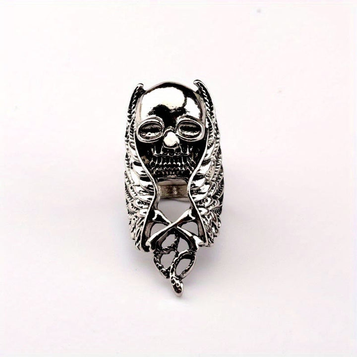 WorldNorse Punk Skull Feather Rock Ring - image 5