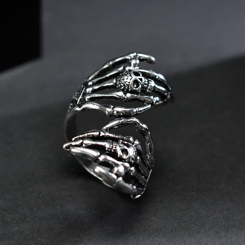 WorldNorse Dark Skull Double Hand Grab Ring - image 6