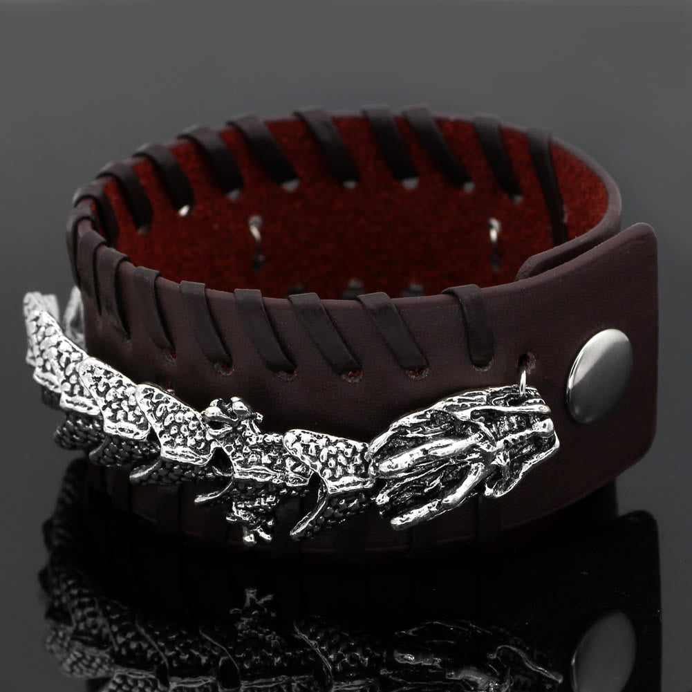 WorldNorse Norse Dragon Whip Stitch Bracelet - Brown - image 0