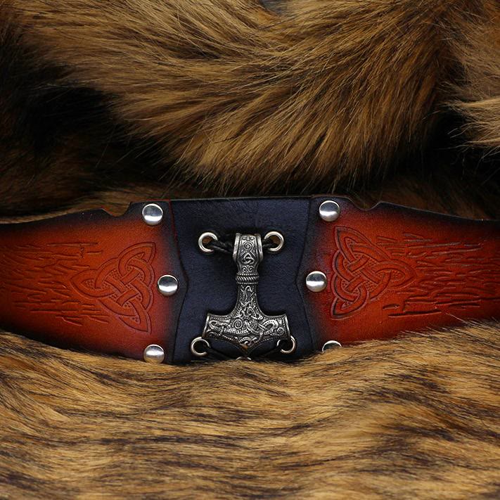 WorldNorse Mjolnir Leather Cuff Bracelet - image 7