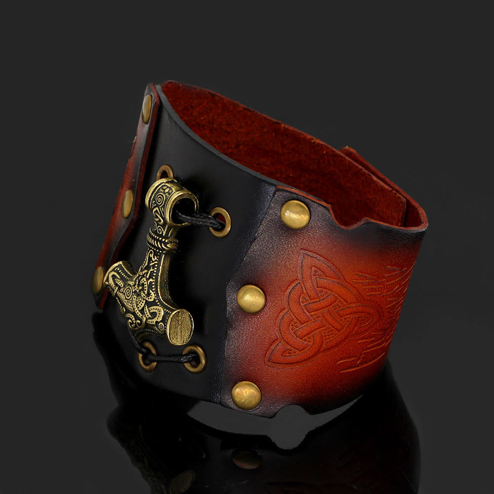 WorldNorse Mjolnir Leather Cuff Bracelet - image 3