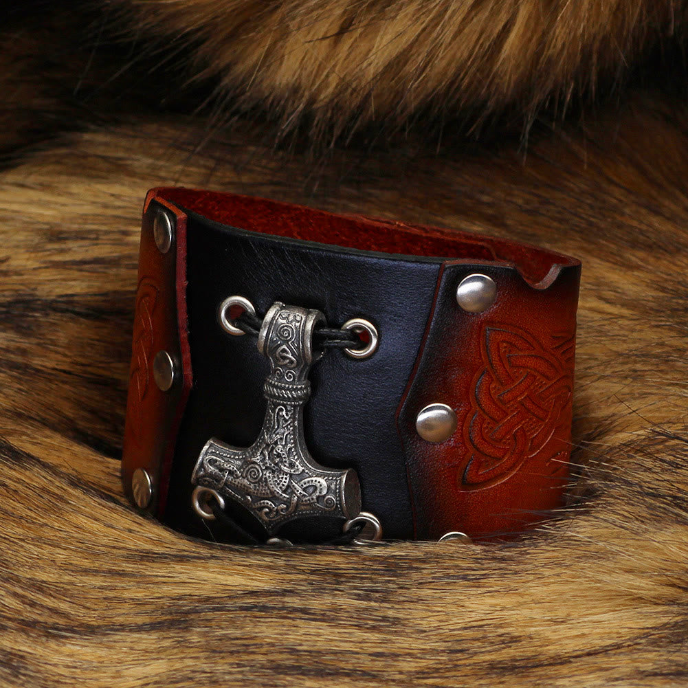 WorldNorse Mjolnir Leather Cuff Bracelet - image 6
