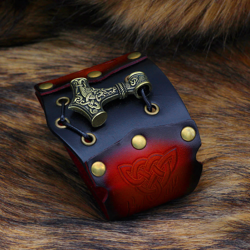 WorldNorse Mjolnir Leather Cuff Bracelet - Retro Bronze - image 0