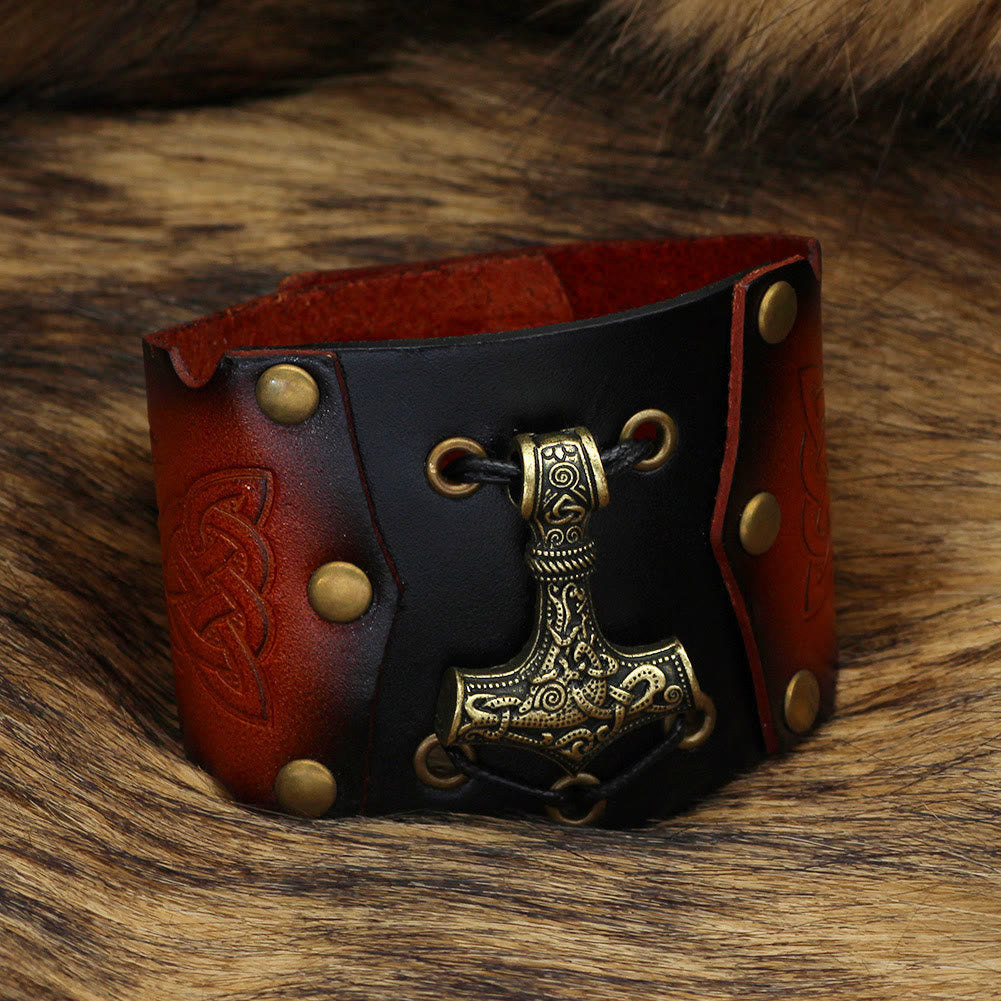 WorldNorse Mjolnir Leather Cuff Bracelet - image 1