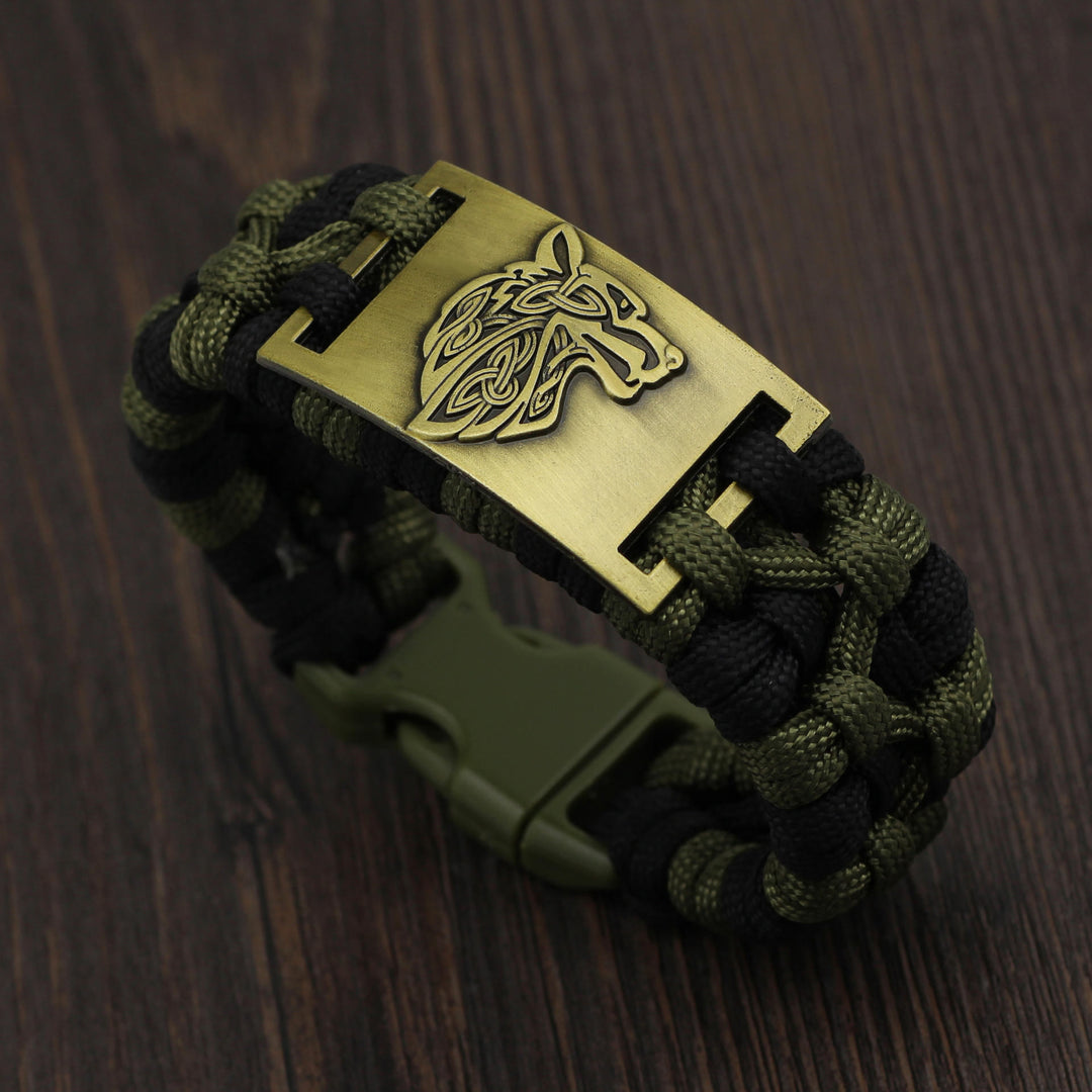 WorldNorse Braided Wolves Paracord Bracelet - Retro Bronze - image 1