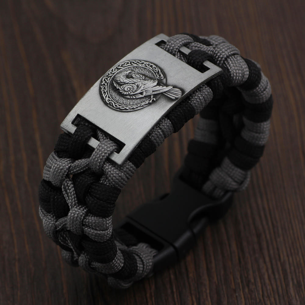 WorldNorse Braided Raven Paracord Bracelet - Retro Silver - image 0