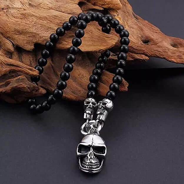WorldNorse Glass Beads Skull Necklace - image 2
