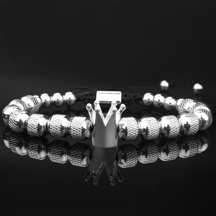 WorldNorse Royal Crown Roman Numeral Bracelet - Silver Single Piece - image 1