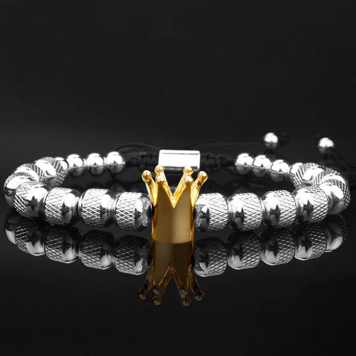 WorldNorse Royal Crown Roman Numeral Bracelet - Silver&Gold Single Piece - image 2