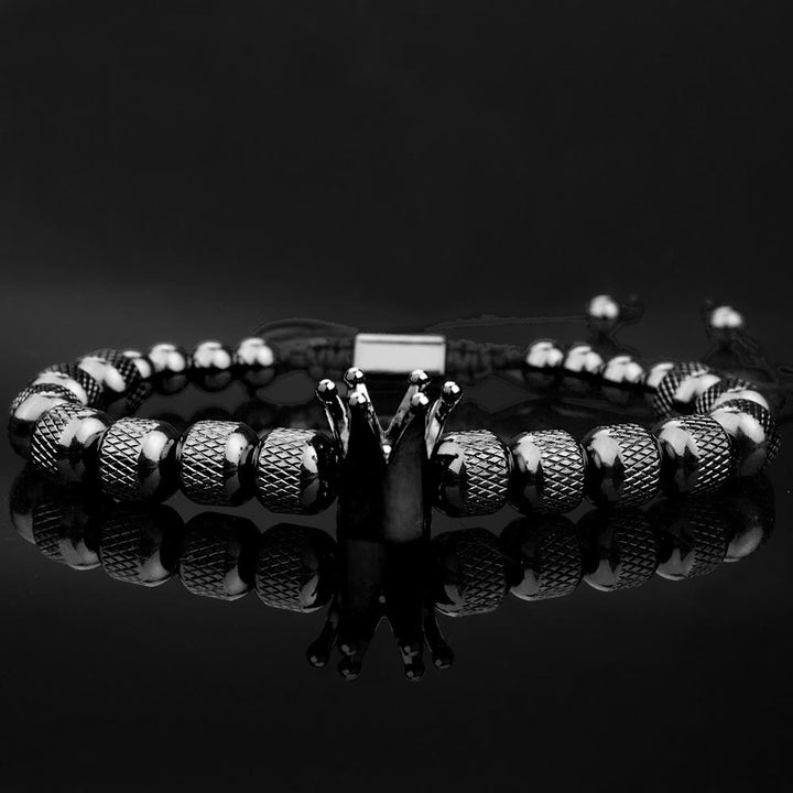 WorldNorse Royal Crown Roman Numeral Bracelet - Black Single Piece - image 5