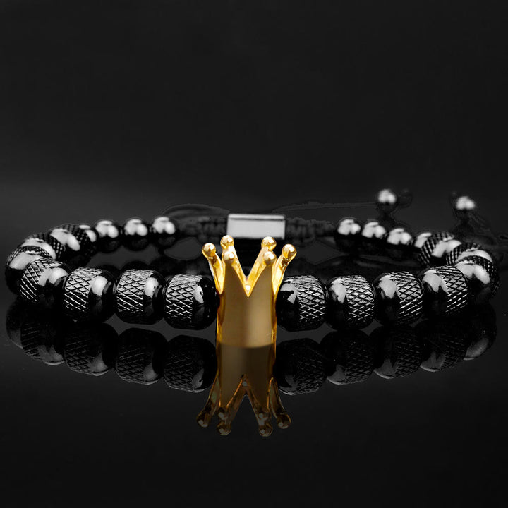 WorldNorse Royal Crown Roman Numeral Bracelet - Black&Gold Single Piece - image 4