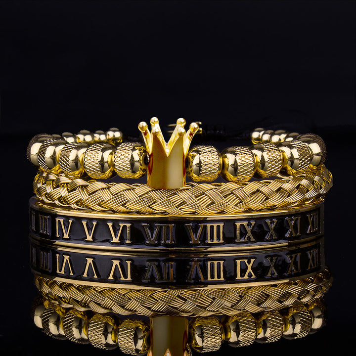 WorldNorse Royal Crown Roman Numeral Bracelet - Gold Drip Oil 3-Piece Set - image 16