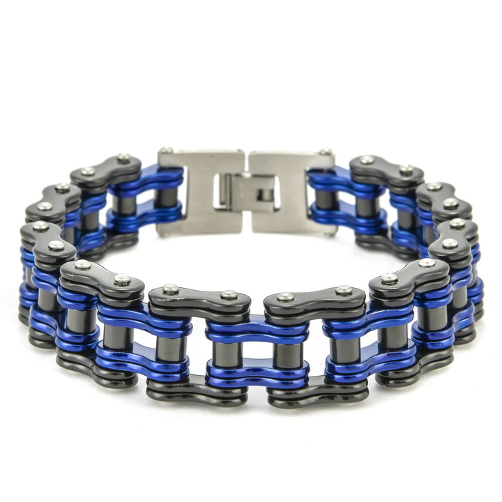 WorldNorse Stylish Motorcycle Chain Bracelet - Black&Blue - image 10