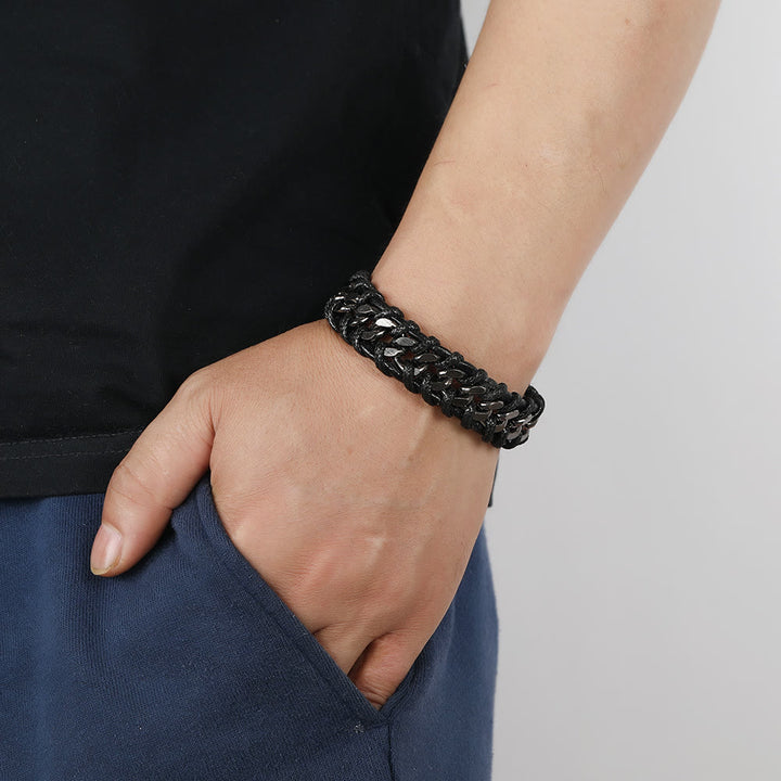 WorldNorse Leather Chain Woven Bracelet - image 2