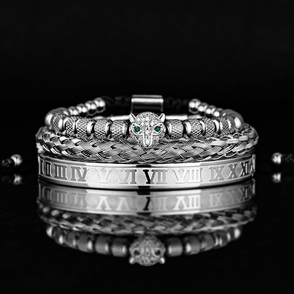 WorldNorse Regal Panther Bracelet - Silver 3-Piece Set - White Zircon - image 27