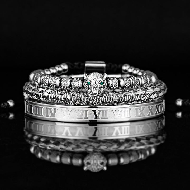 WorldNorse Regal Panther Bracelet - Silver 3-Piece Set - White Zircon - image 27