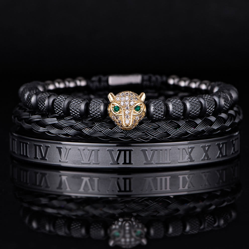 WorldNorse Regal Panther Bracelet - Black&Gold 3-Piece Set - White Zircon - image 31