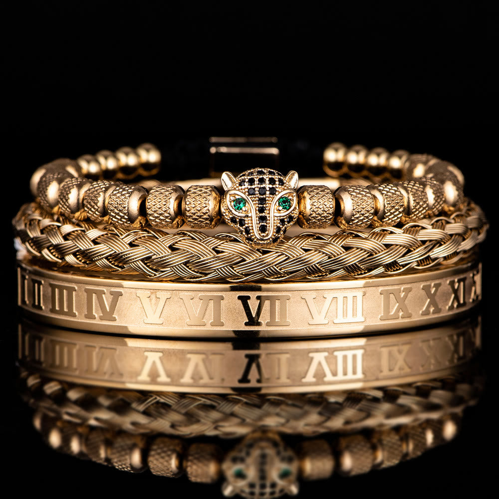 WorldNorse Regal Panther Bracelet - Gold 3-Piece Set - Black Zircon - image 21