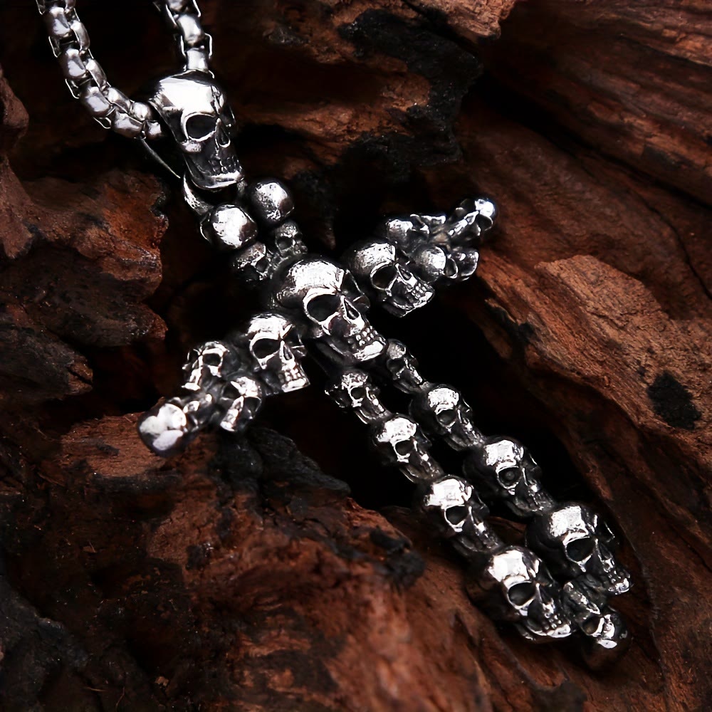 WorldNorse Gothic Black Cross Skull Necklace - image 2