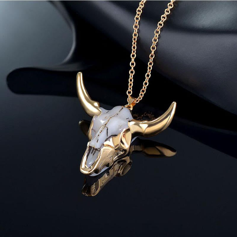 WorldNorse Gold White Longhorn Ox Necklace - image 1