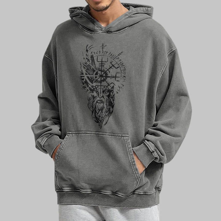 WorldNorse Viking Old Man Vegvisir Washed Hoodie - image 14