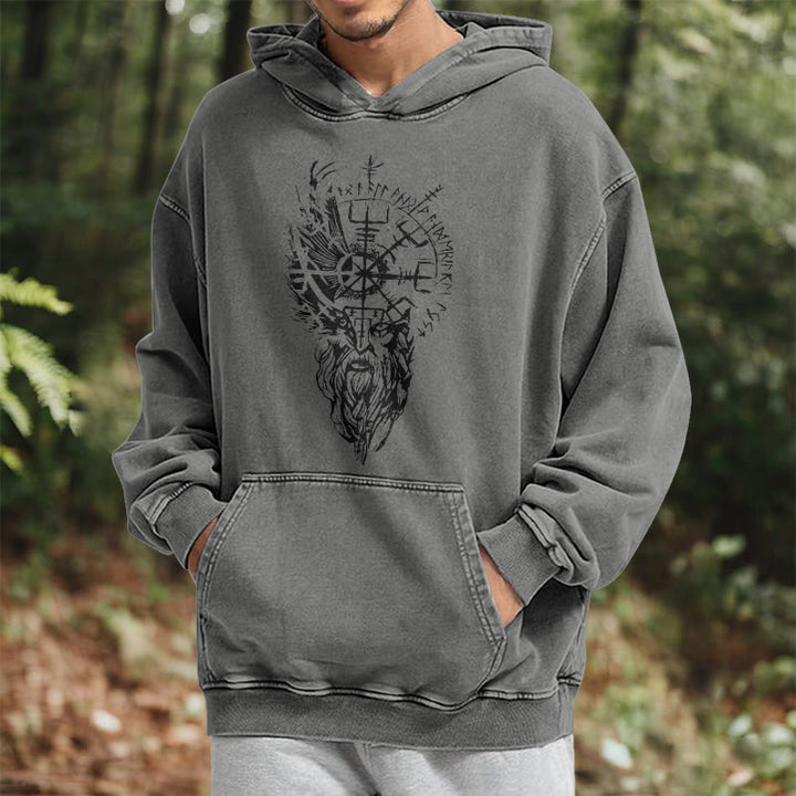 WorldNorse Viking Old Man Vegvisir Washed Hoodie - image 16