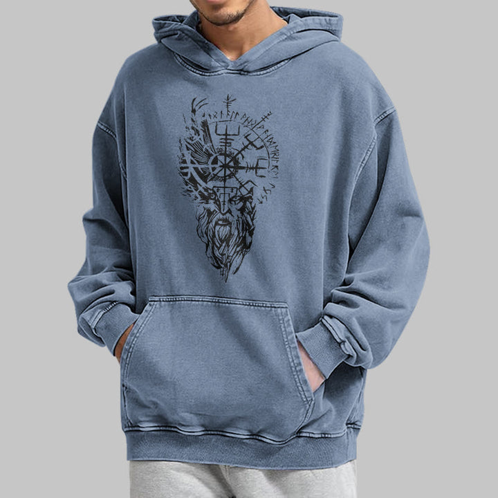 WorldNorse Viking Old Man Vegvisir Washed Hoodie - image 21