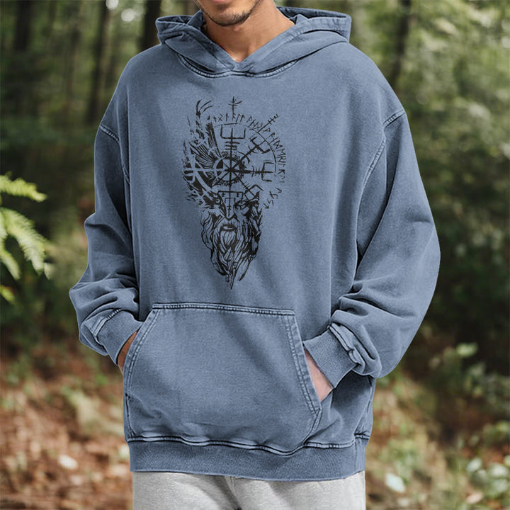 WorldNorse Viking Old Man Vegvisir Washed Hoodie - image 23