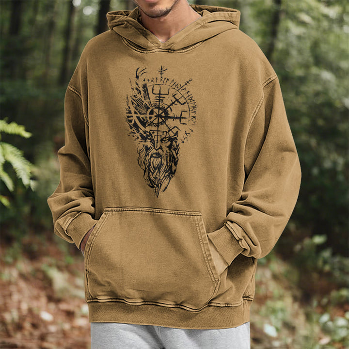 WorldNorse Viking Old Man Vegvisir Washed Hoodie - image 30