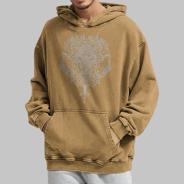 WorldNorse Fenrir Wolf Tree Of Life Washed Hoodie - image 28