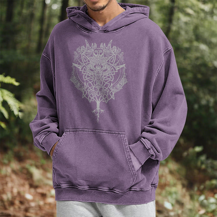 WorldNorse Fenrir Wolf Tree Of Life Washed Hoodie - image 37