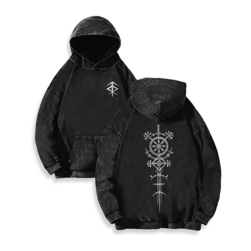 WorldNorse Vegvisir Double-Sided Print Washed Hoodie - image 2
