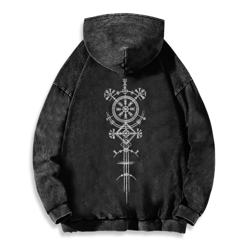 WorldNorse Vegvisir Double-Sided Print Washed Hoodie - image 5
