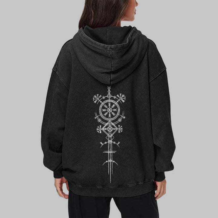 WorldNorse Vegvisir Double-Sided Print Washed Hoodie - image 14