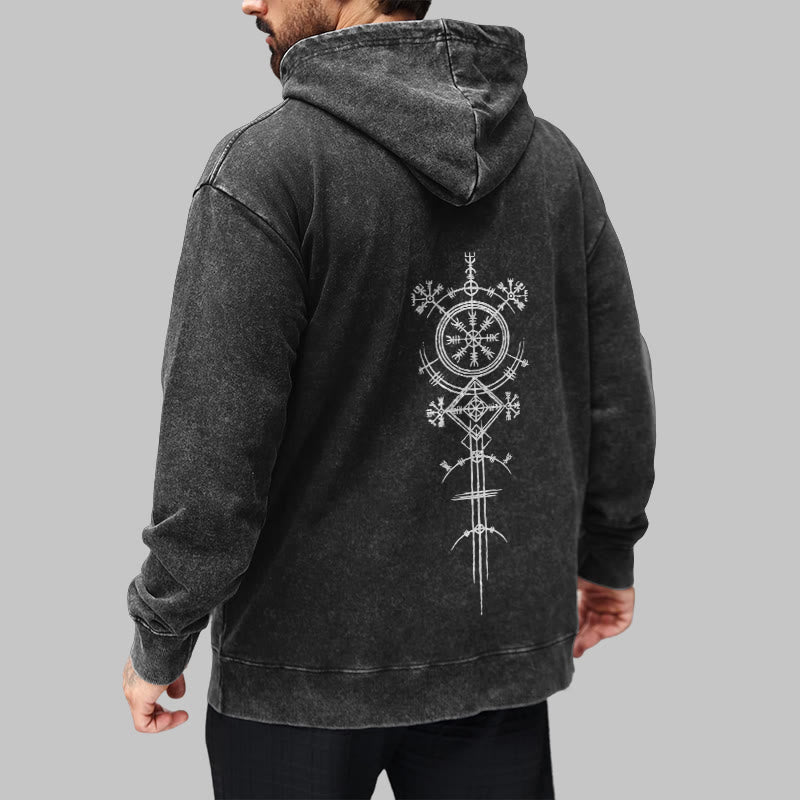 WorldNorse Vegvisir Double-Sided Print Washed Hoodie - image 7
