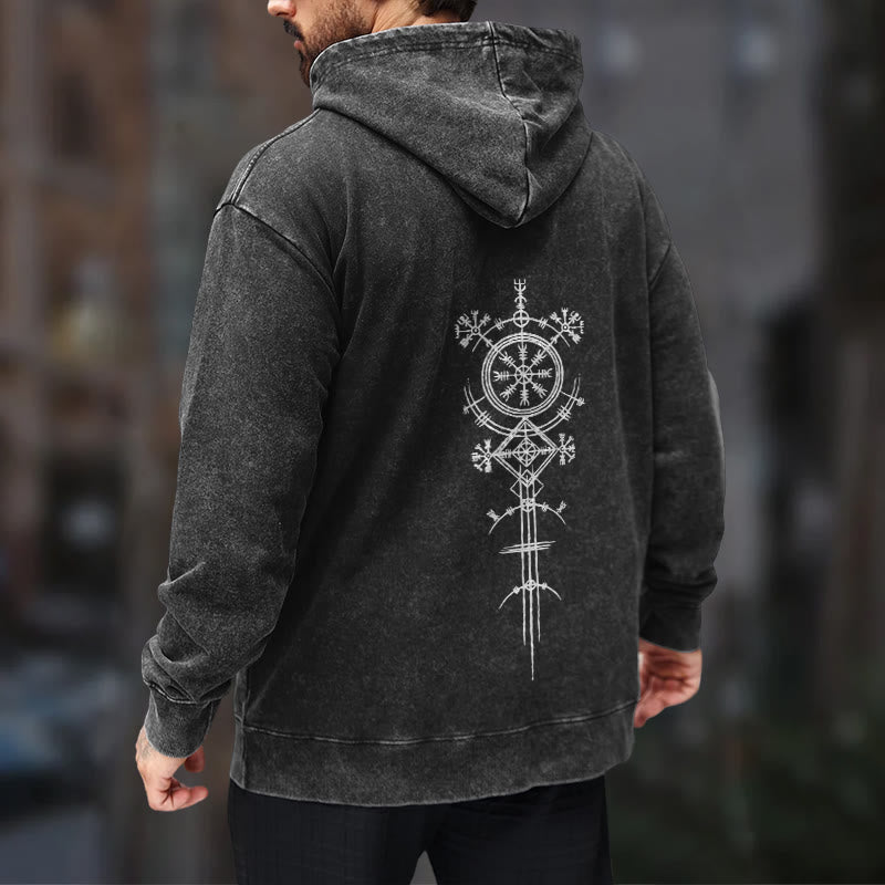 WorldNorse Vegvisir Double-Sided Print Washed Hoodie - image 11