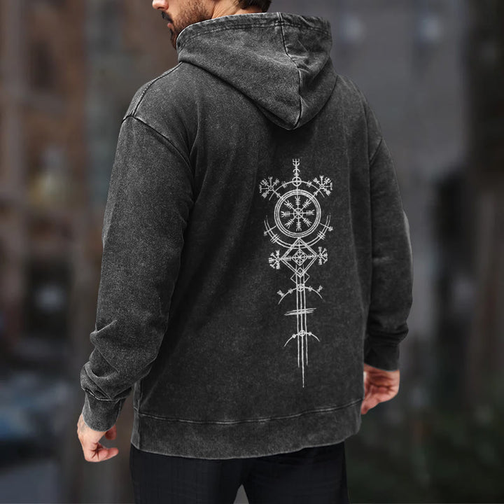 WorldNorse Vegvisir Double-Sided Print Washed Hoodie - image 11
