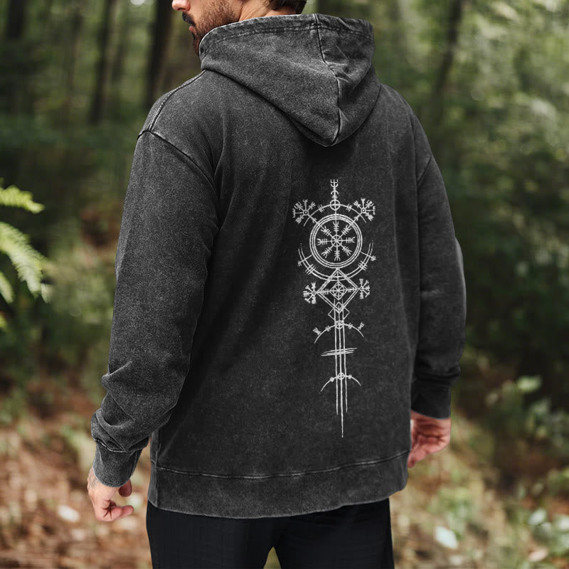 WorldNorse Vegvisir Double-Sided Print Washed Hoodie - image 10