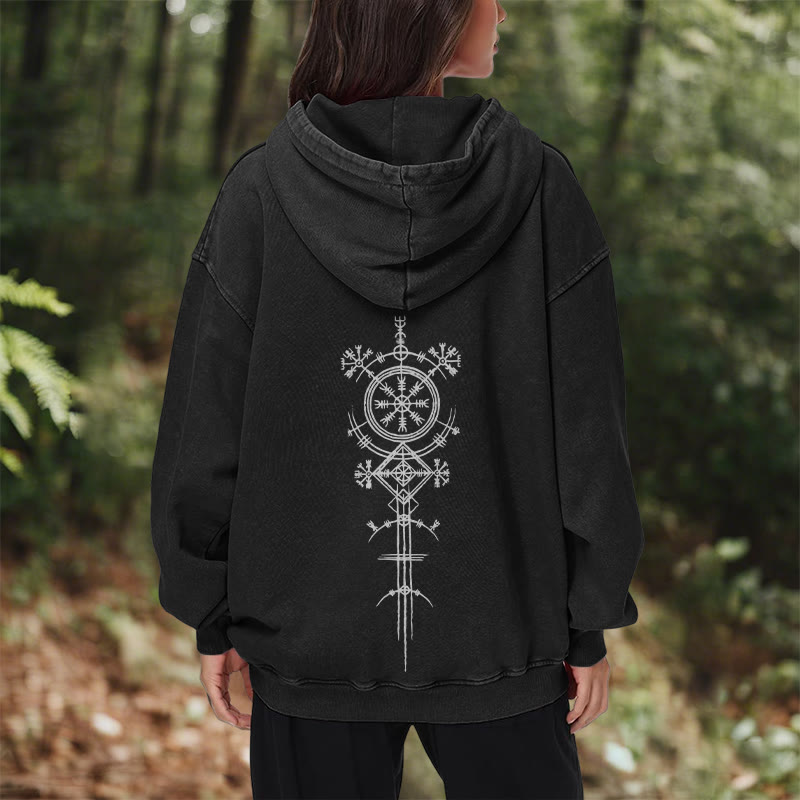 WorldNorse Vegvisir Double-Sided Print Washed Hoodie - image 14