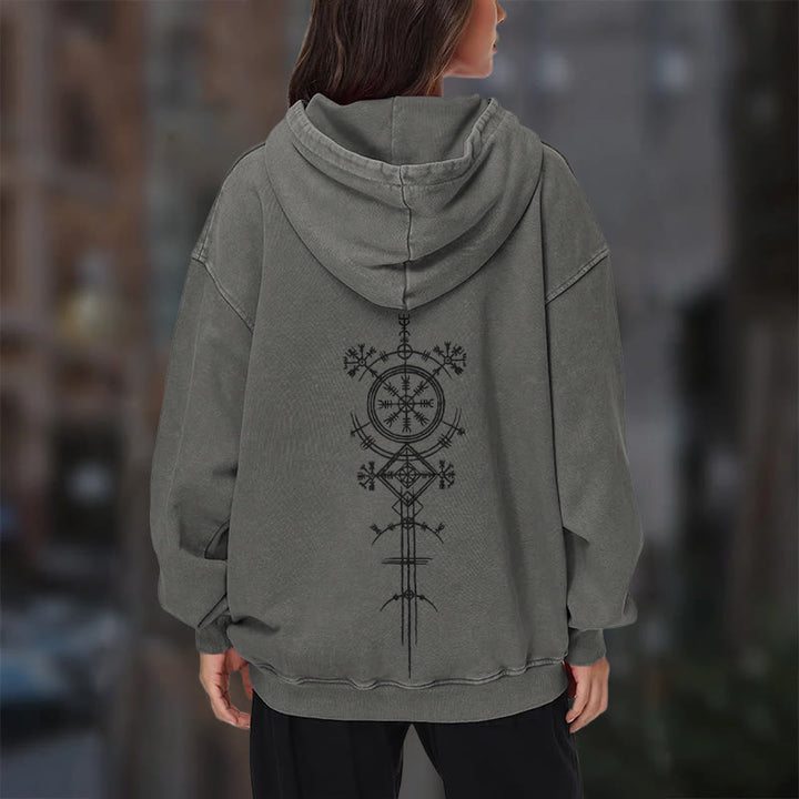 WorldNorse Vegvisir Double-Sided Print Washed Hoodie - image 21