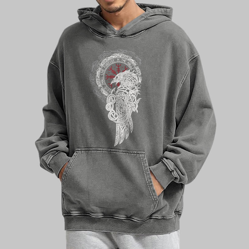 WorldNorse Celtic Raven Helm Of Awe Washed Hoodie - image 14
