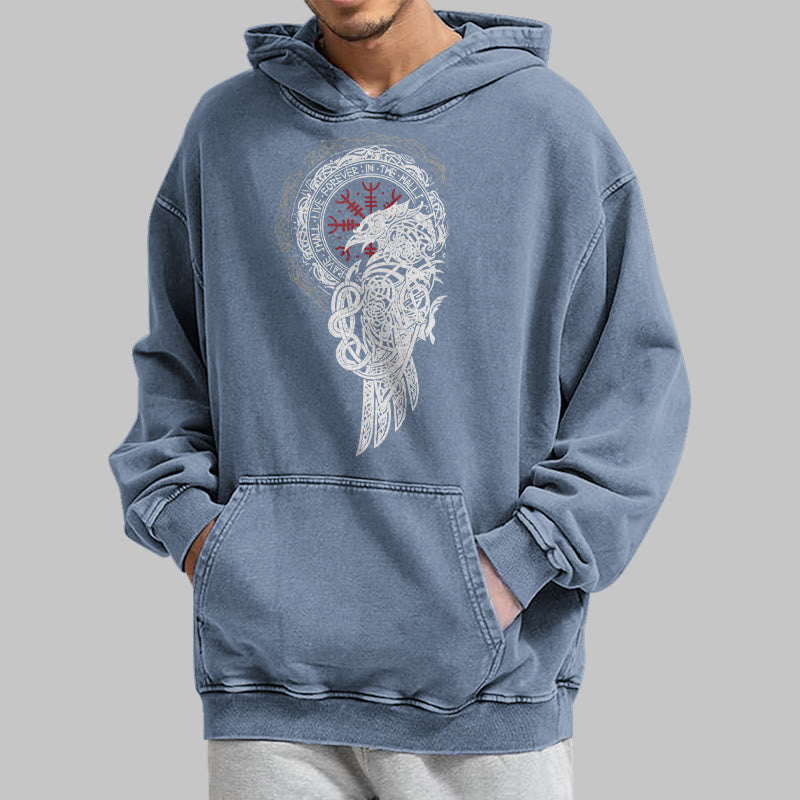 WorldNorse Celtic Raven Helm Of Awe Washed Hoodie - image 21