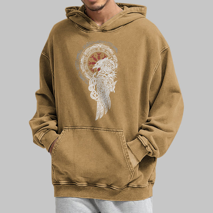 WorldNorse Celtic Raven Helm Of Awe Washed Hoodie - image 28